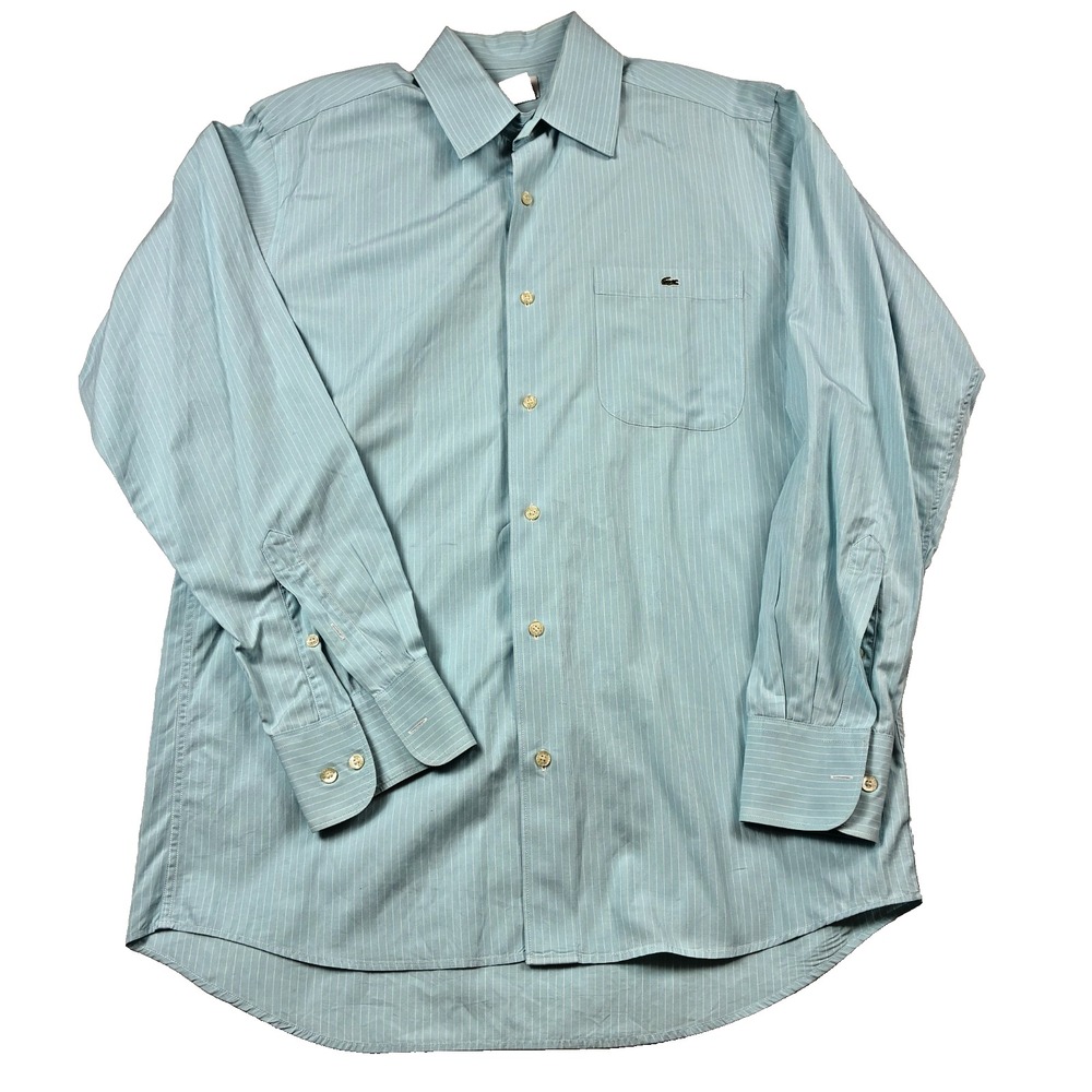 Lacoste Light Green Dress Shirt Striped Size 40 Peru France
